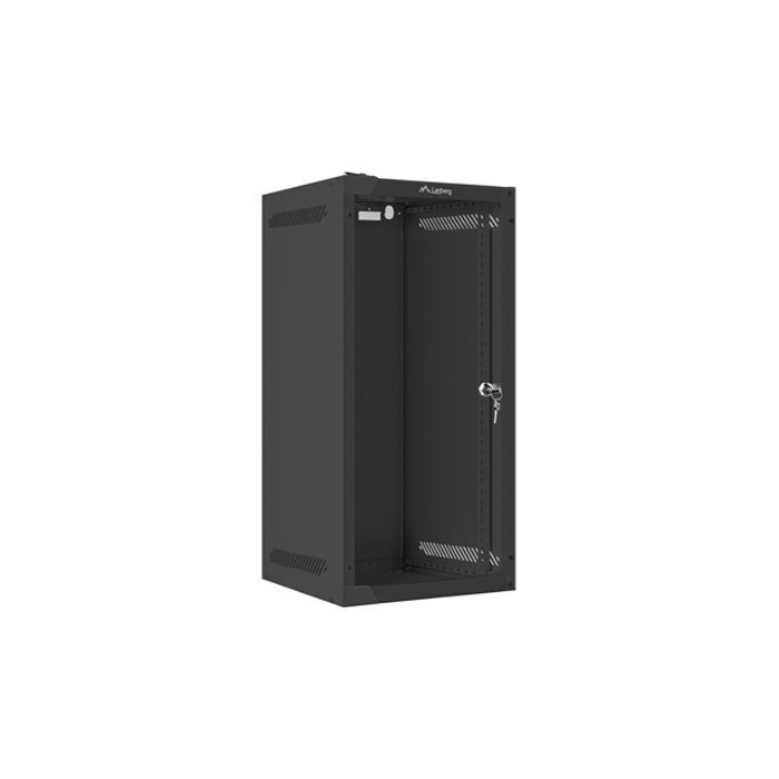 Wall mount rack 10” - 12U - 280 x 310, Black (RAL9004), Glass front door (Unassembled) Wall mount rack 10” - 12U - 280 x 310, Black (RAL9004), Glass front door (Unassembled)