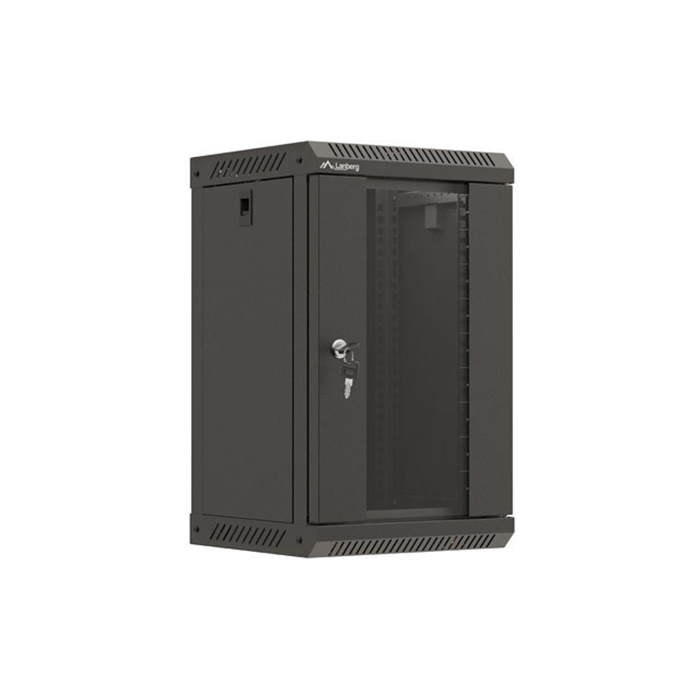 Wall mount rack 10” - 9U - 300 x 300, Black (RAL9004), Glass front door (Unassembled) Wall mount rack 10” - 9U - 300 x 300, Black (RAL9004), Glass front door (Unassembled)
