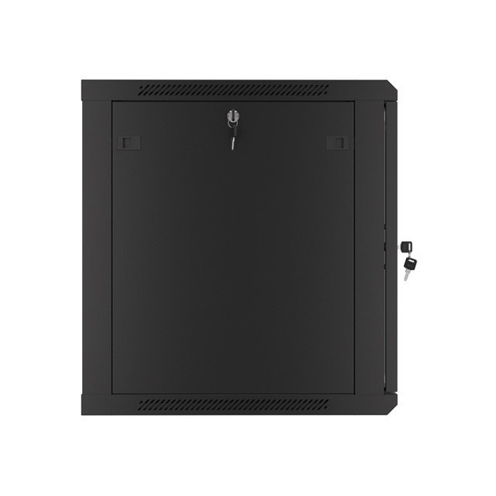 Wall mount rack 19” - 12U - 600 x 600, Black (RAL9004), Glass front door (Unassembled) Wall mount rack 19” - 12U - 600 x 600, Black (RAL9004), Glass front door (Unassembled)