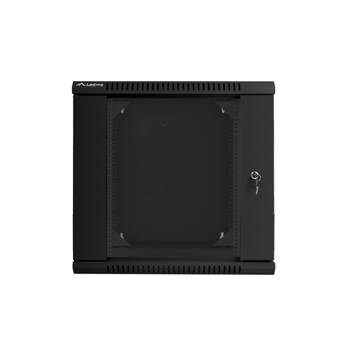Wall mount rack 19” - 12U - 600 x 600 (double section), Black, Glass front door (Unassembled) Wall mount rack 19” - 12U - 600 x 600 (double section), Black, Glass front door (Unassembled)