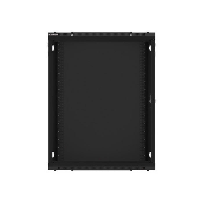 Wall mount rack 19” - 15U - 600 x 450, Black (RAL9004), Glass front door (Unassembled) Wall mount rack 19” - 15U - 600 x 450, Black (RAL9004), Glass front door (Unassembled)