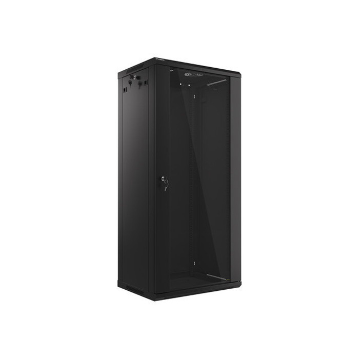 Wall mount rack 19” - 27U - 600 x 450, Black (RAL9004), Glass front door (Unassembled) Wall mount rack 19” - 27U - 600 x 450, Black (RAL9004), Glass front door (Unassembled)