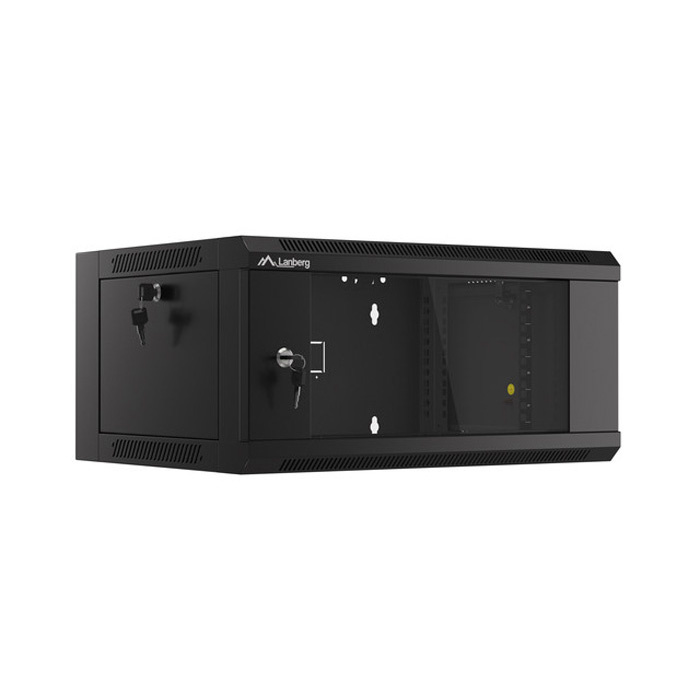 Wall mount rack 19” - 4U - 570 x 450, Black (RAL9004), Glass front door (Fast Assembly) Wall mount rack 19” - 4U - 570 x 450, Black (RAL9004), Glass front door (Fast Assembly)