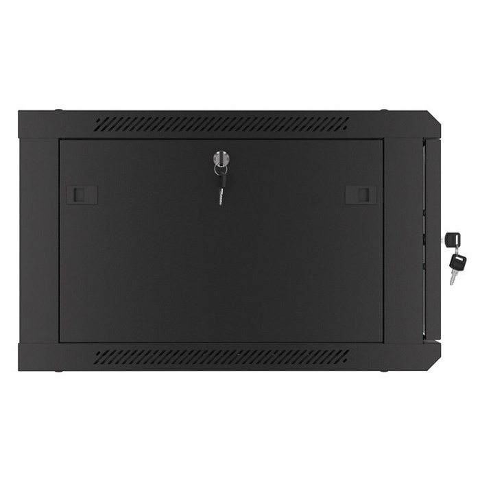 Wall mount rack 19” - 6U - 600 x 600, Black (RAL9004), Glass front door (Unassembled) Wall mount rack 19” - 6U - 600 x 600, Black (RAL9004), Glass front door (Unassembled)