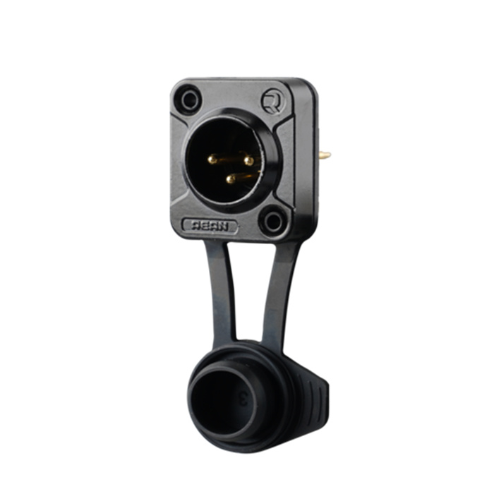 Z Series/Airtight - 3 pole XLR male D-size chassis, Black housing & gold cts (vertical PCB mount) Z Series/Airtight - 3 pole XLR male D-size chassis, Black housing & gold cts (vertical PCB mount)