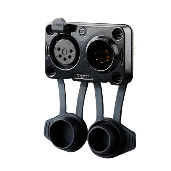 Z Series/Airtight - 5 pole XLR female & male, Black housing & gold cts (vertical PCB mount) Z Series/Airtight - 5 pole XLR female & male, Black housing & gold cts (vertical PCB mount)